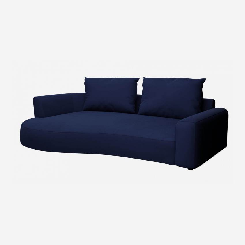 Canapé d'angle gauche de forme organique en velours - Bleu encre 