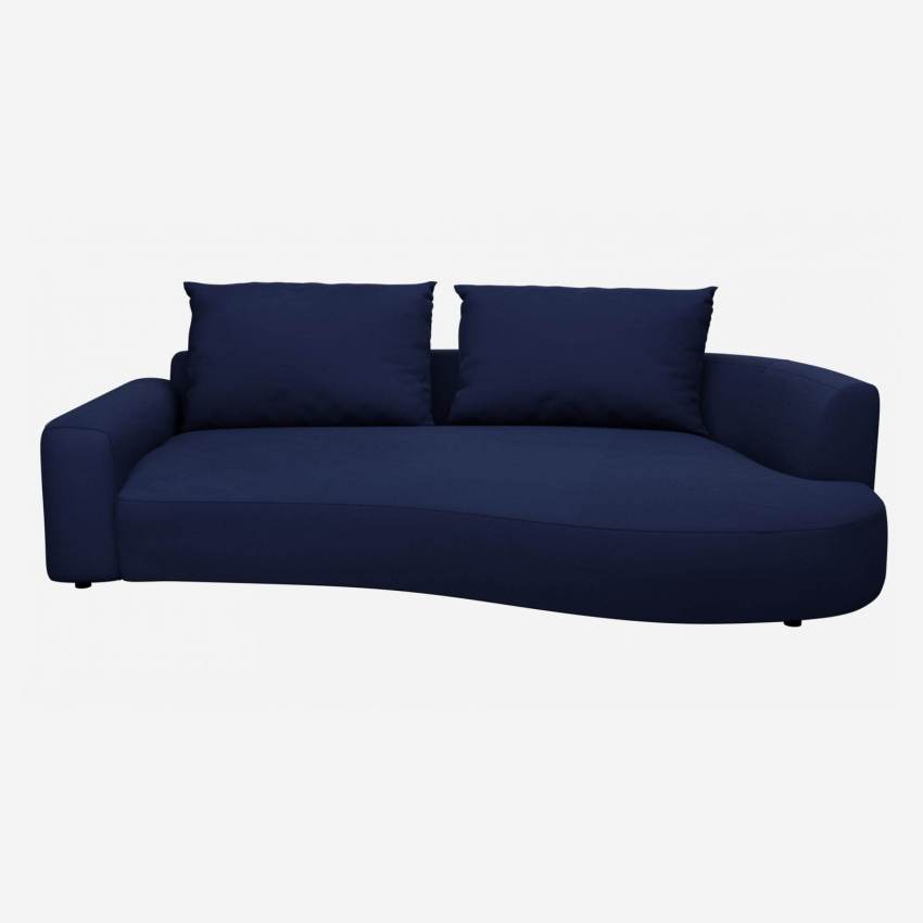 Canapé d'angle droit de forme organique en velours - Bleu encre 