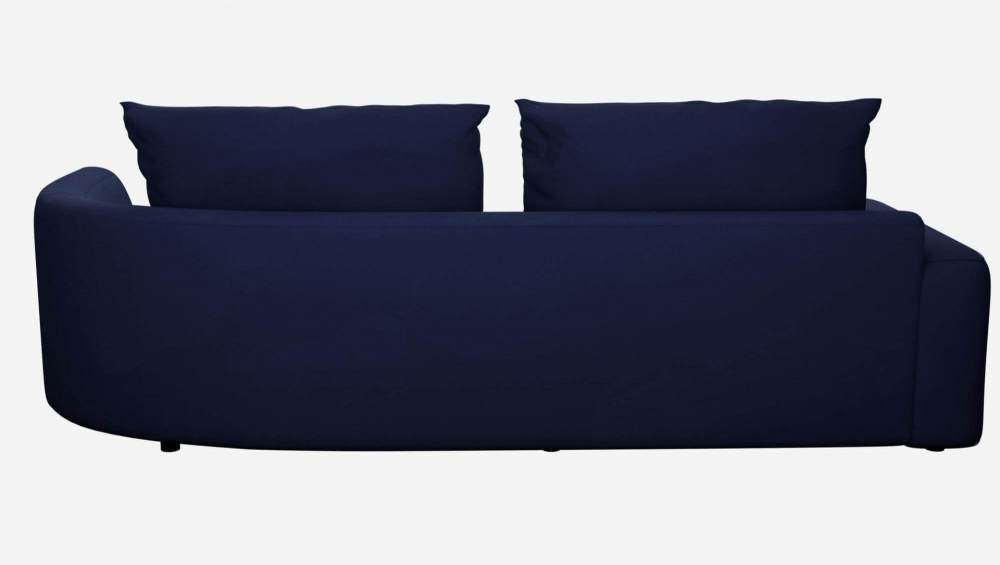 Canapé d'angle droit de forme organique en velours - Bleu encre 