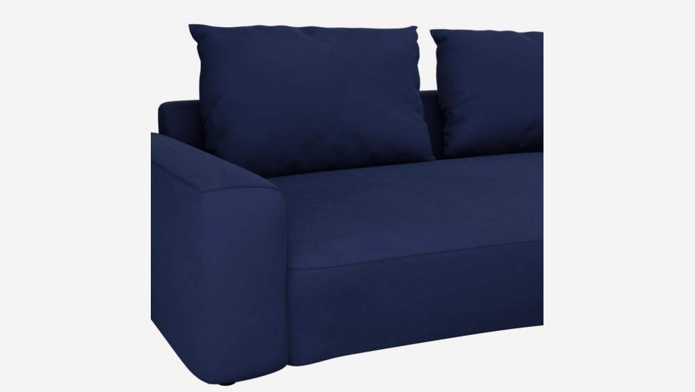 Sofá de canto direito com forma orgânica en veludo - Azul-escuro 