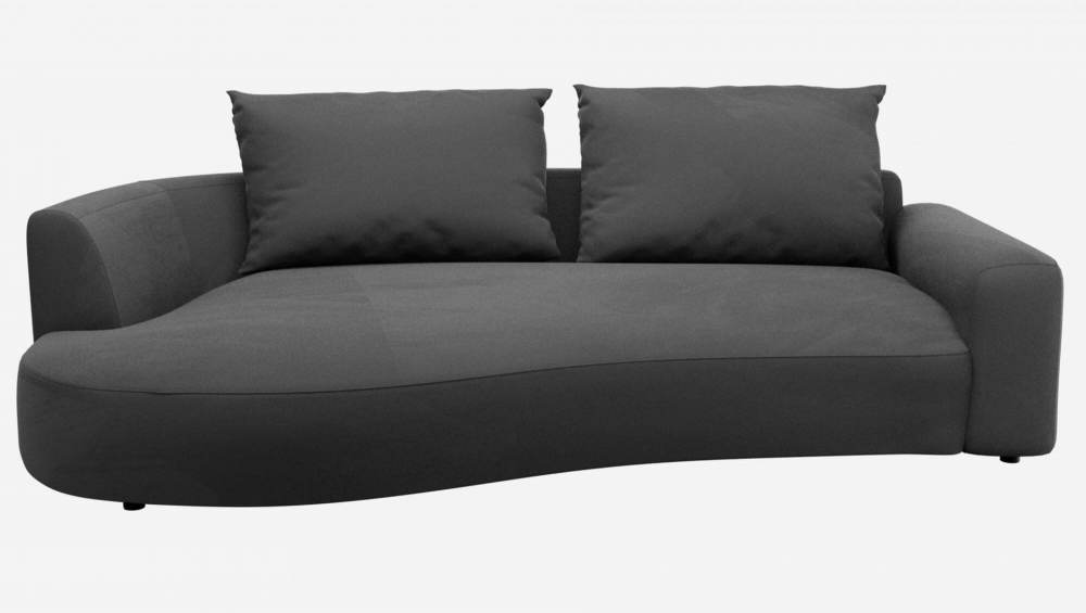 Canapé d'angle gauche de forme organique en velours - Gris ardoise 