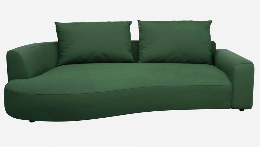 Canapé d'angle gauche de forme organique en velours - Vert émeraude 