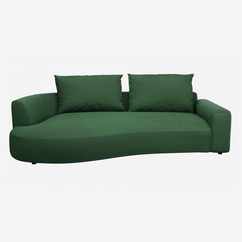 Sofá de canto esquerdo com forma orgânica en veludo - Verde-esmeralda 