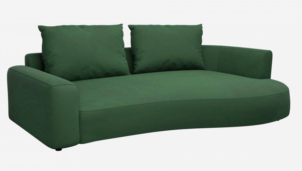 Sofá de ángulo derecho con forma orgánica de terciopelo - Verde esmeralda