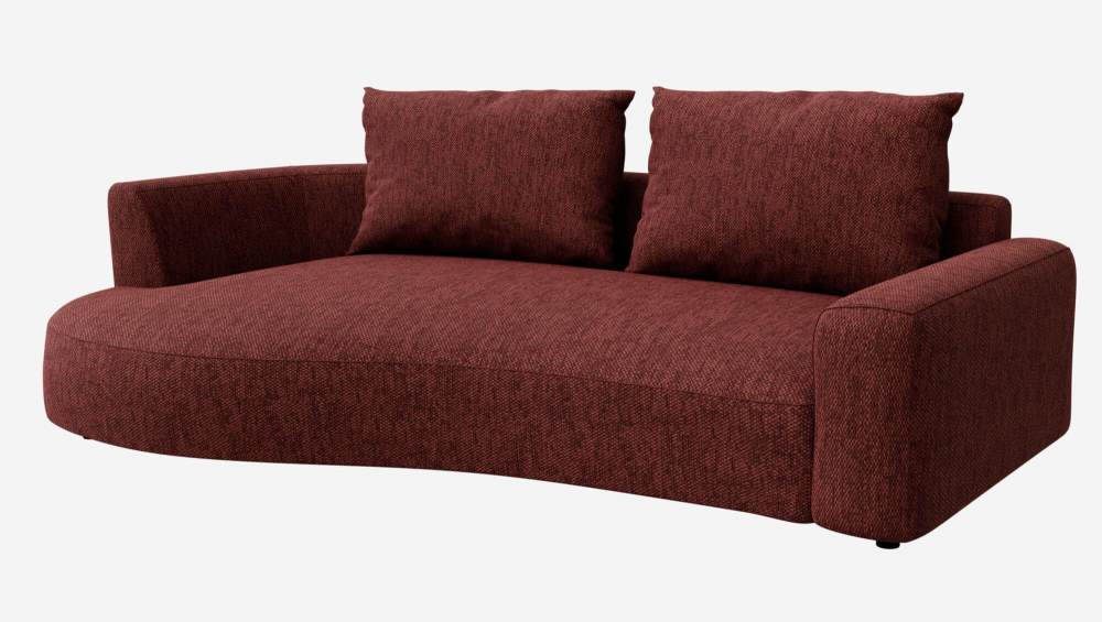 Sofá de ángulo izquierdo con forma orgánica de tela Copparo - Rojo tinto 