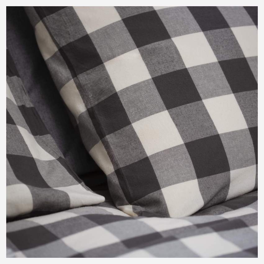 Set di biancheria da letto in flanella di cotone - 240 x 260 cm - Motivo percalle nero