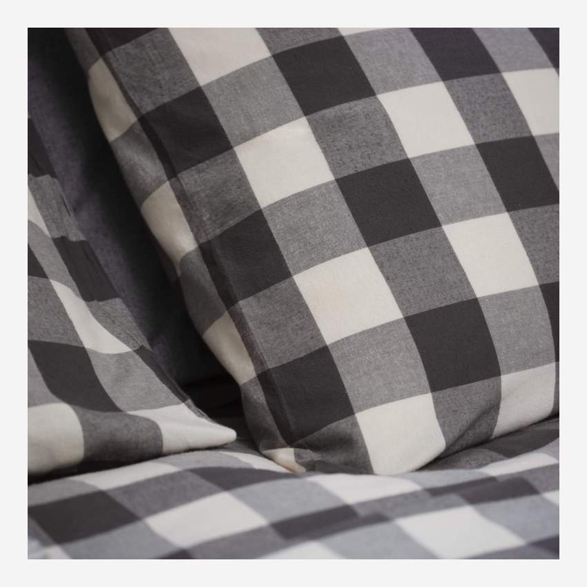 Set di biancheria da letto in flanella di cotone - 240 x 260 cm - Motivo percalle nero
