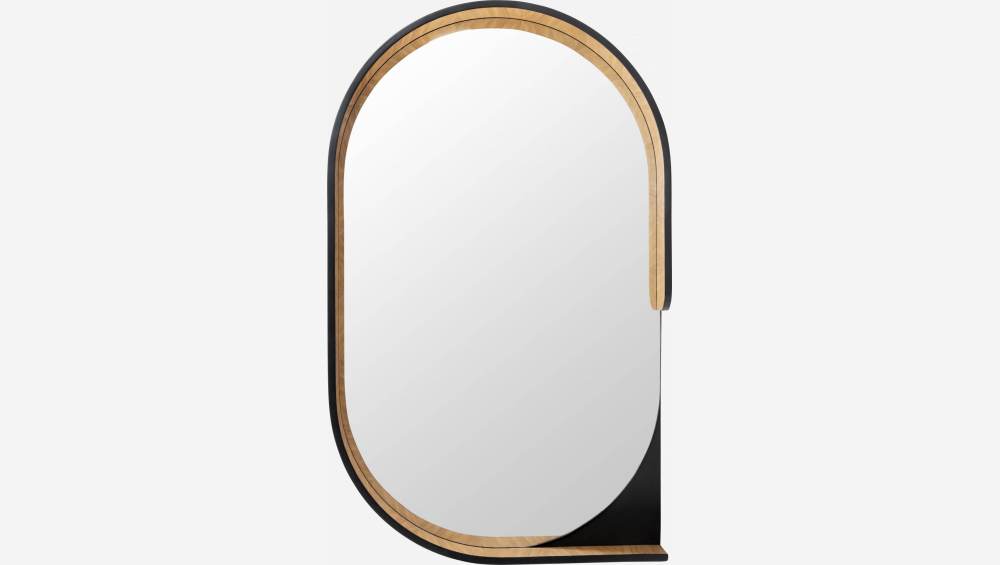 Ovalen spiegel van hout - 82 x 50 cm - Zwart
