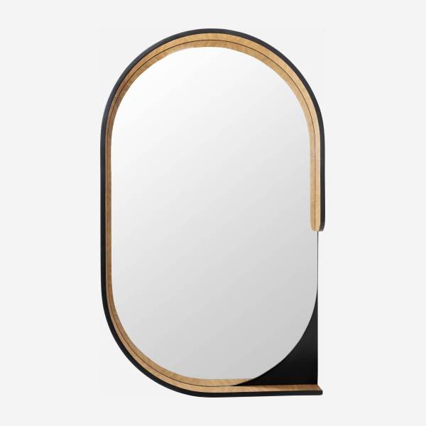 Espelho oval de madeira - 82 x 50 cm - Preto