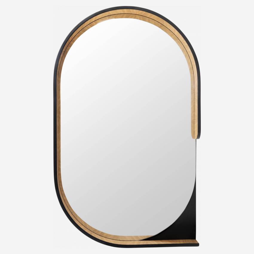 Ovaler Spiegel aus Holz - 82 x 50 cm - Schwarz