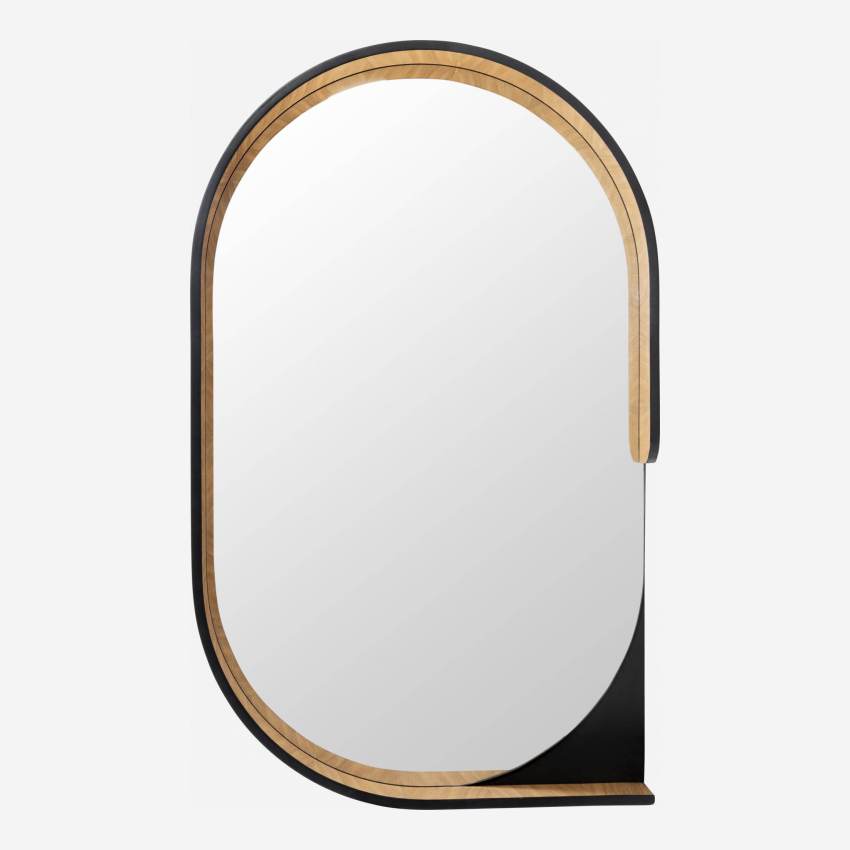 Ovaler Spiegel aus Holz - 82 x 50 cm - Schwarz