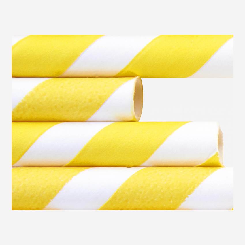 Pack de 25 pailles en papier jaune