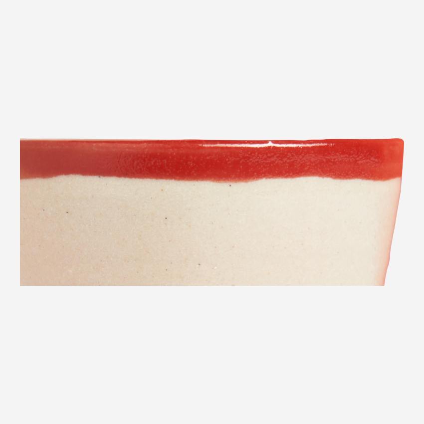 Gobelet en grès - Naturel et rouge - 9 cm