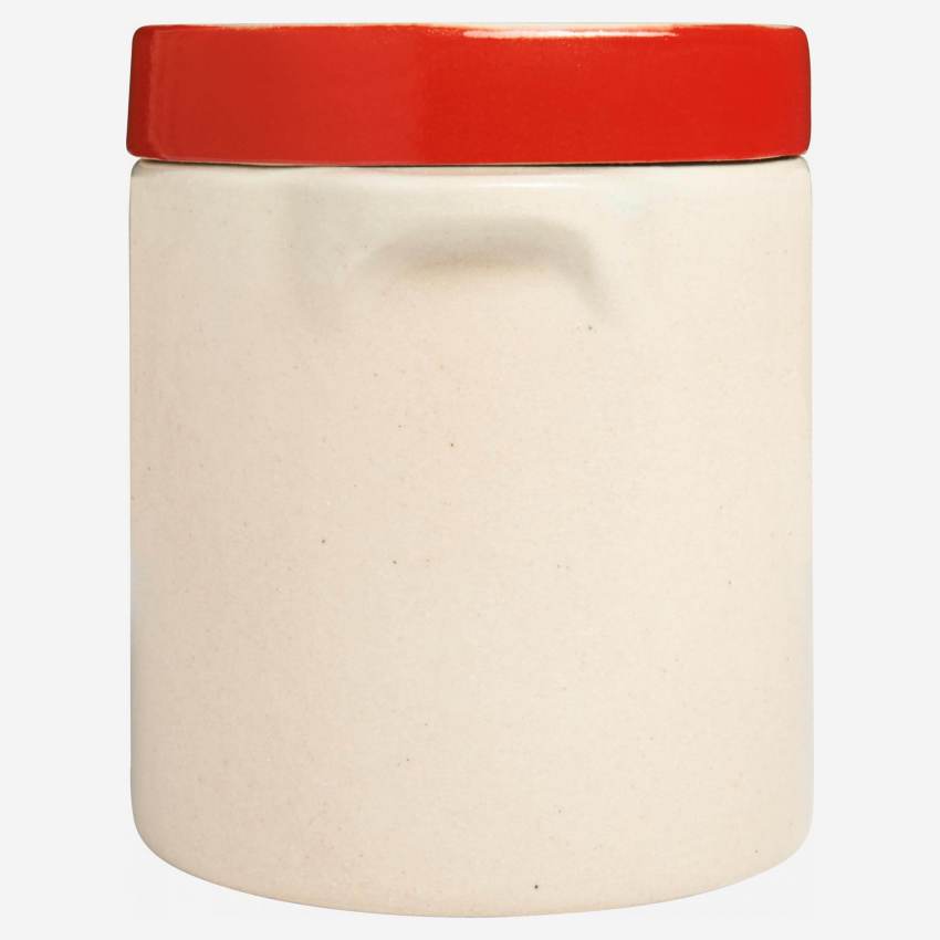 Boîte en grès - Naturel et rouge - 1 litre