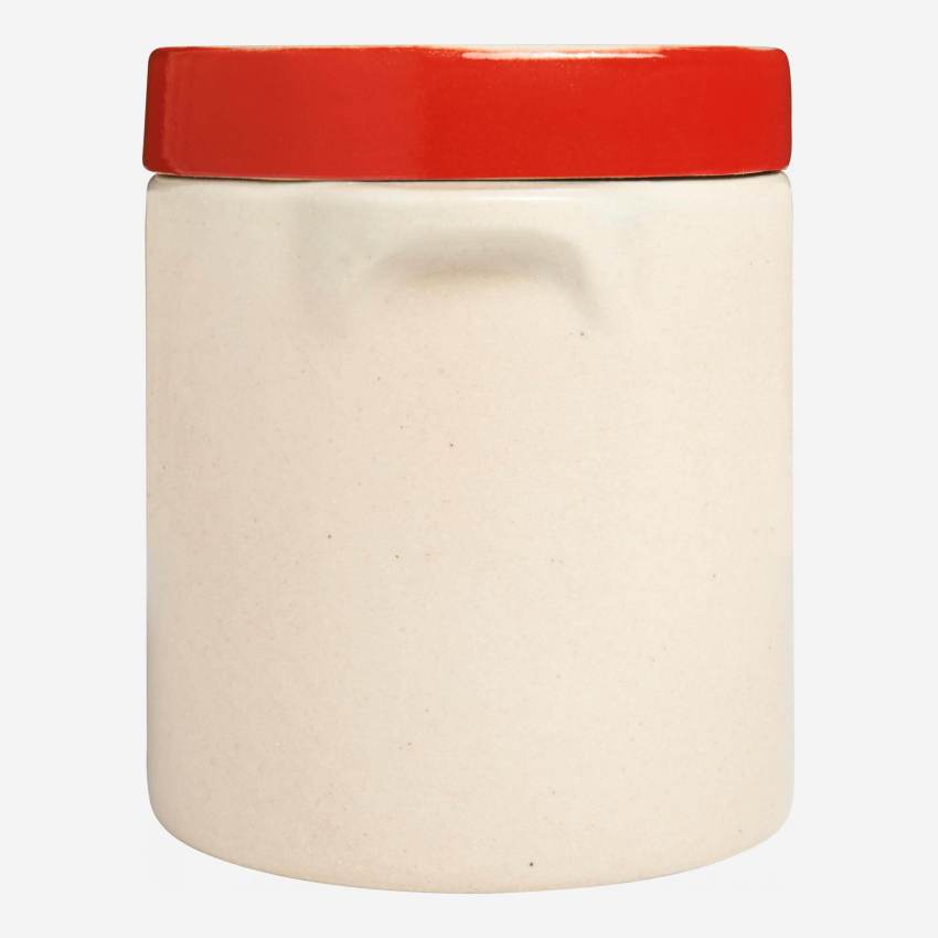 Boîte en grès - Naturel et rouge - 1 litre