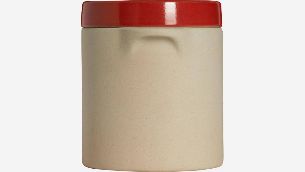 Boîte en grès - Naturel et rouge - 500 ml