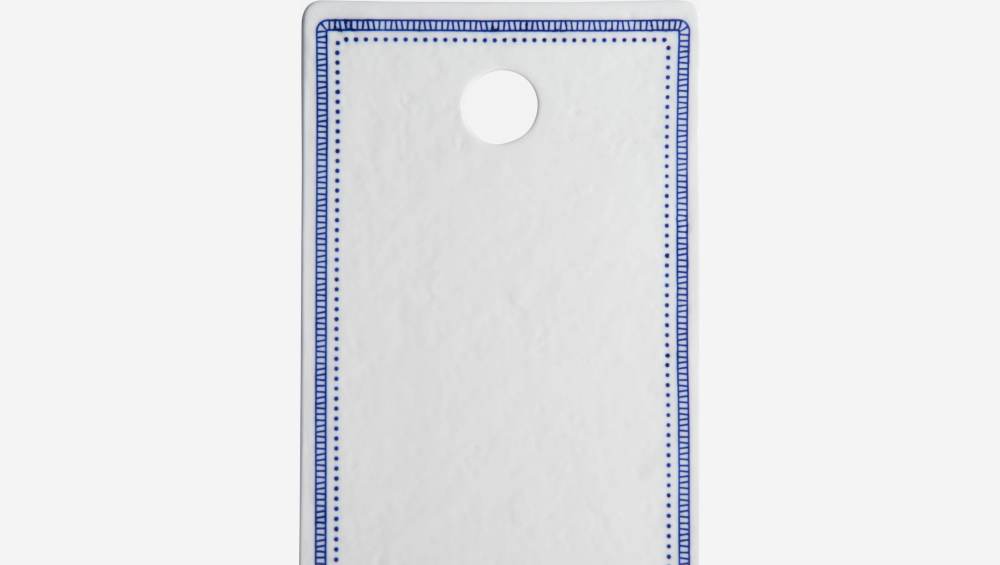 Brettchen aus Porzellan 17x29 cm, weiß und blau