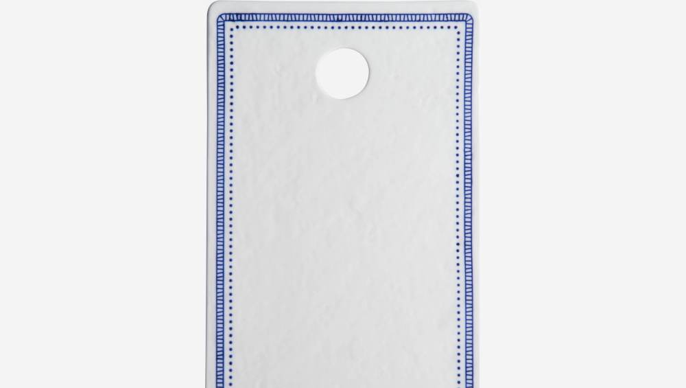 Tagliere in porcellana 17x29 cm bianco e blu - Design di Floriane Jacques