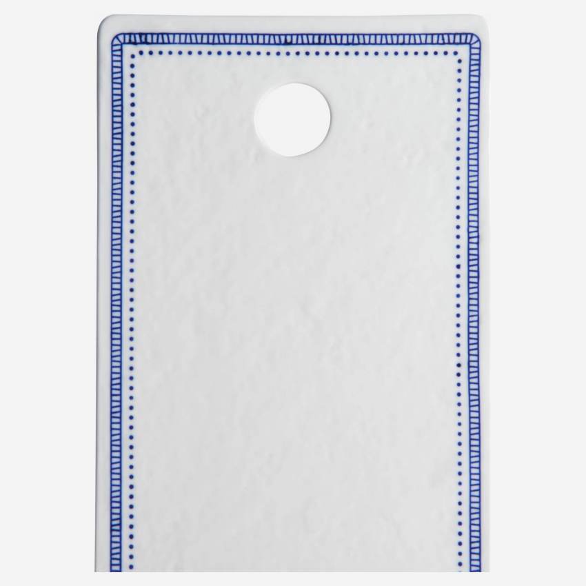 Planche en porcelaine 17x29cm blanche et bleue - Design by Floriane Jacques