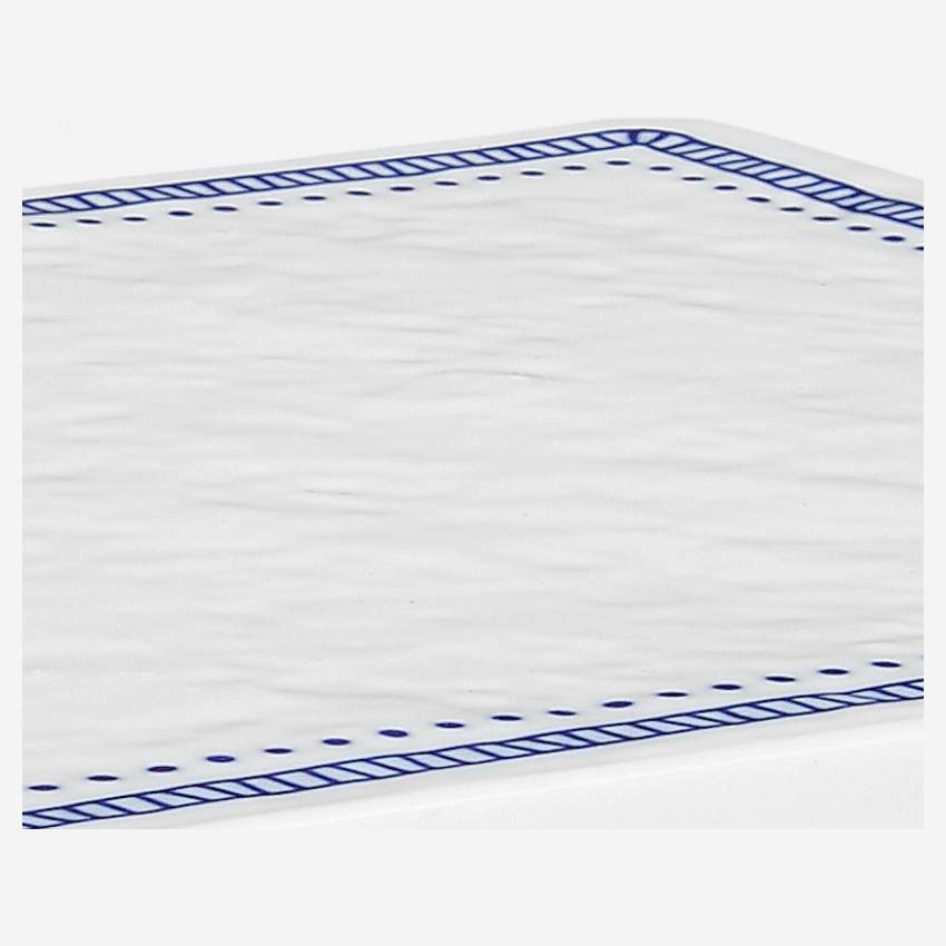 Brettchen aus Porzellan 17x29 cm, weiß und blau