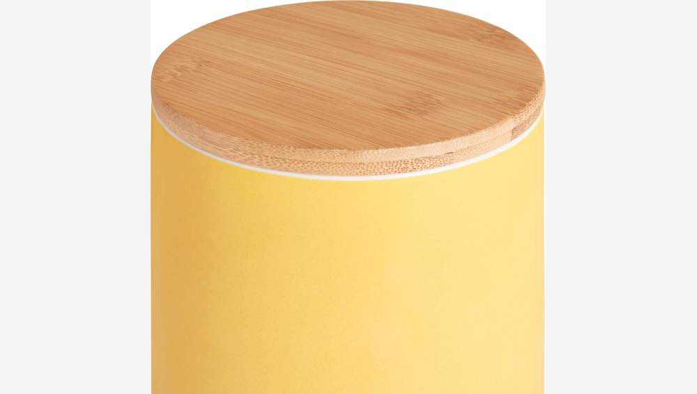 Boîte en porcelaine et bambou 16cm jaune