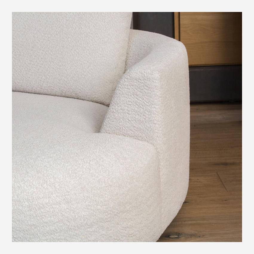 Canapé d'angle droit de forme organique en tissu Bormio - Blanc albâtre 