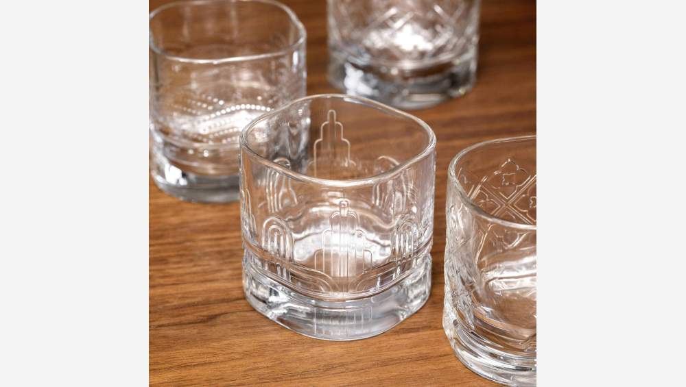 Lot de 4 verres à whisky en verre - Transparent