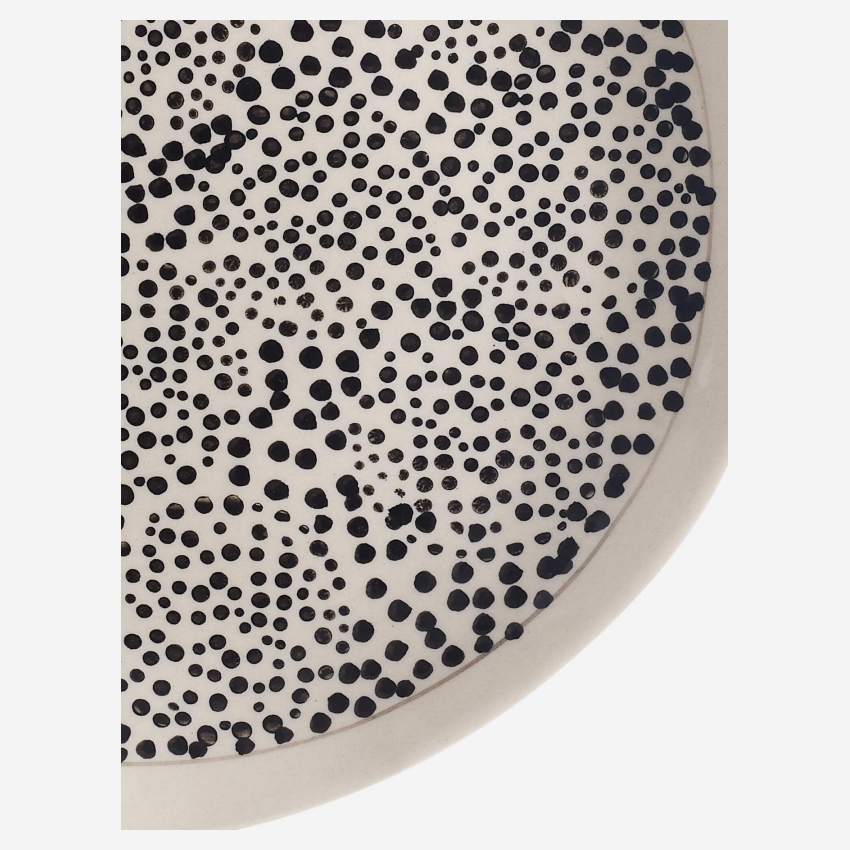 4er-Set Dessertteller aus Sandstein - 20 cm - Muster in Schwarz und Weiß