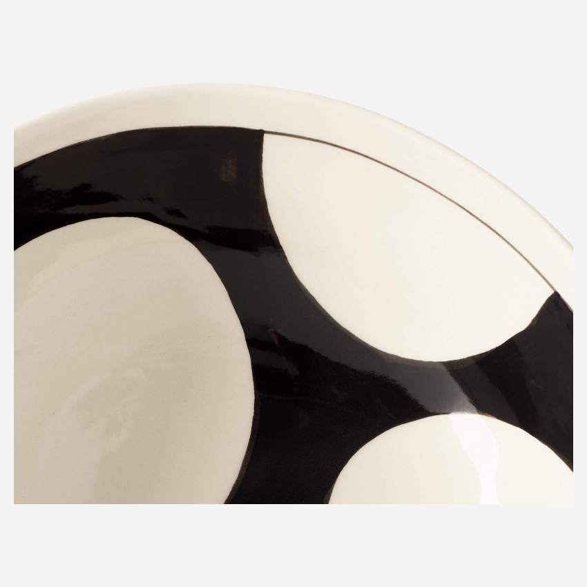 Lot de 4 bols en grès - 17,5 cm - Motif noir et blanc