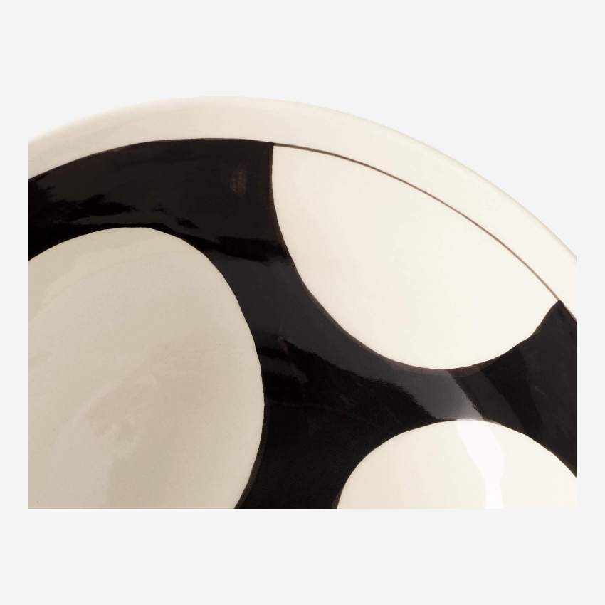 4er-Set Schalen aus Sandstein - 17,5 cm - Muster in Schwarz und Weiß