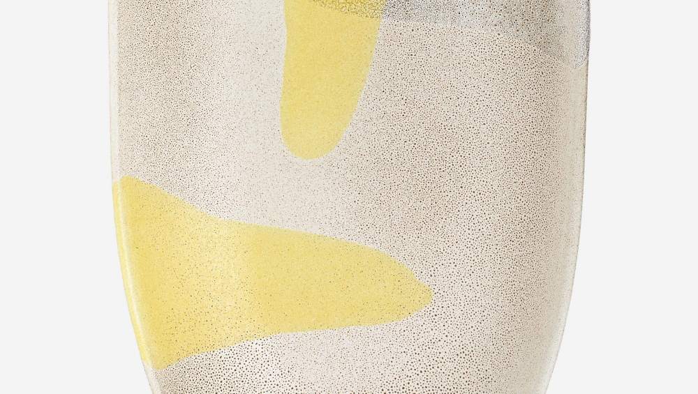 Servierteller aus Sandstein - 34 cm - Gelbes Fleckenmotiv