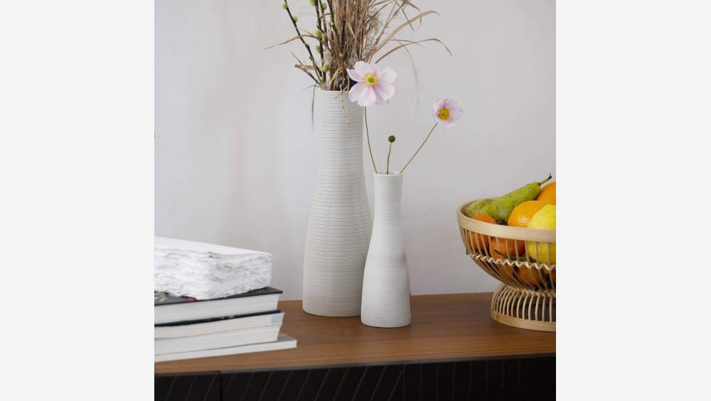 Vase aus Keramik - 21 cm - Weiß