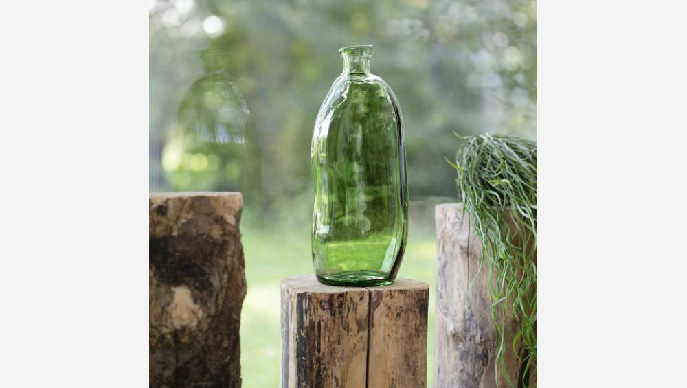 Jarrón damajuana de vidrio reciclado – 13 x 35 cm - Verde