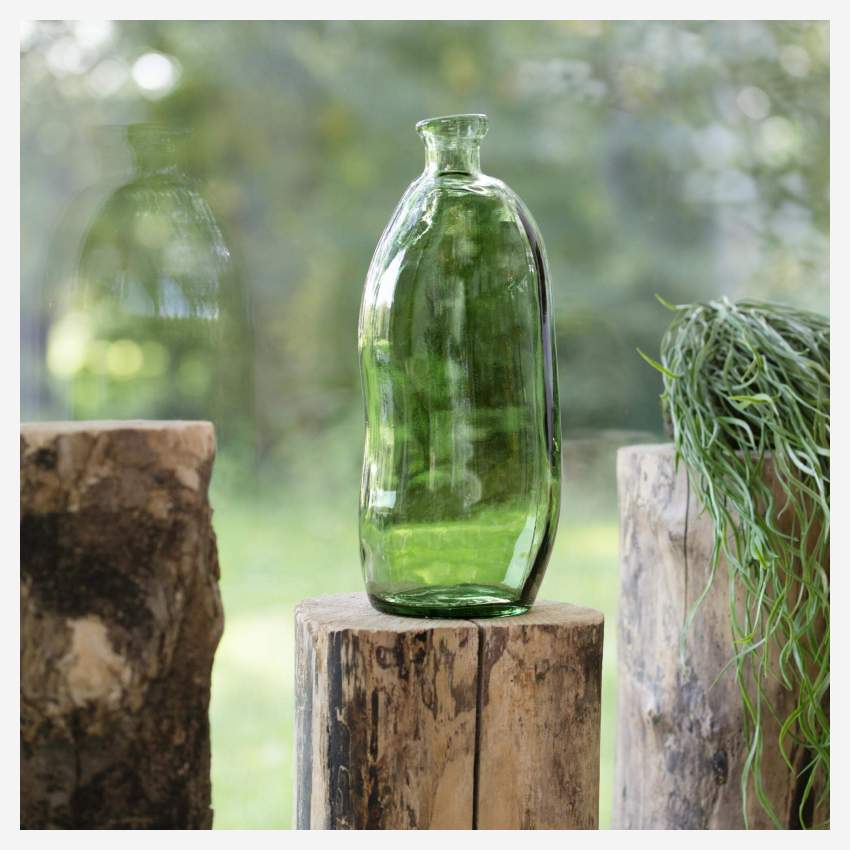 Jarrón damajuana de vidrio reciclado – 13 x 35 cm - Verde