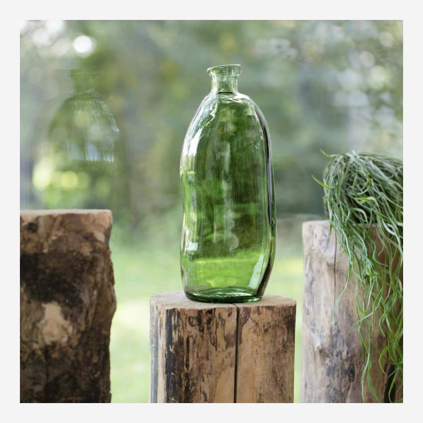 Usiole - Jarrón damajuana de vidrio reciclado – 13 x 35 cm - Verde - Habitat