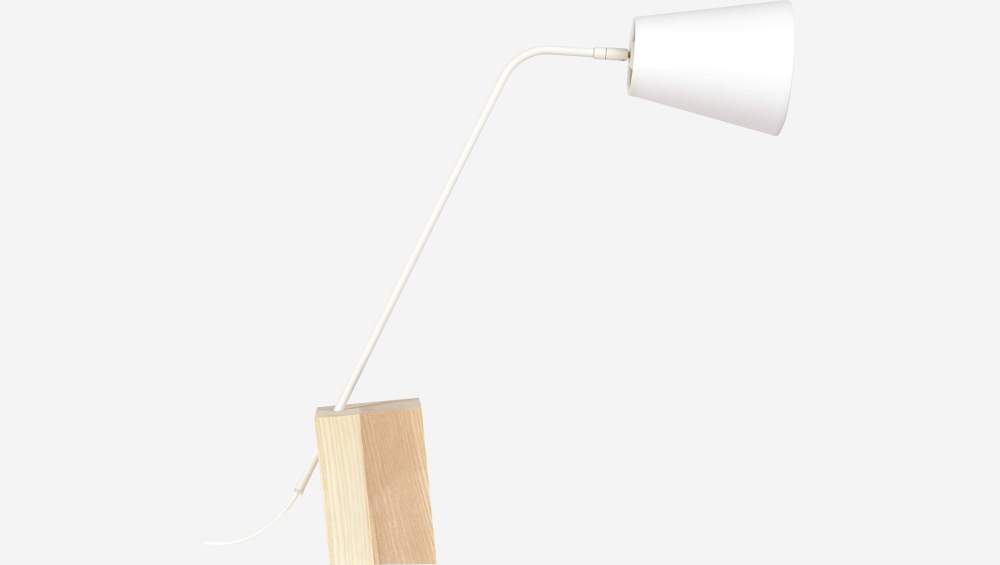 Lámpara de mesa 55cm de tela y base de fresno
