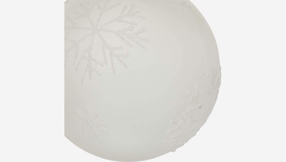 Witte glazen bol - sneeuwvlokmotief
