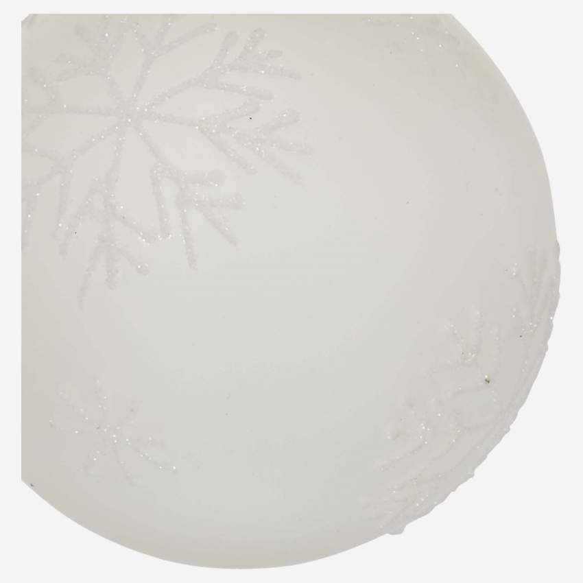 Witte glazen bol - sneeuwvlokmotief