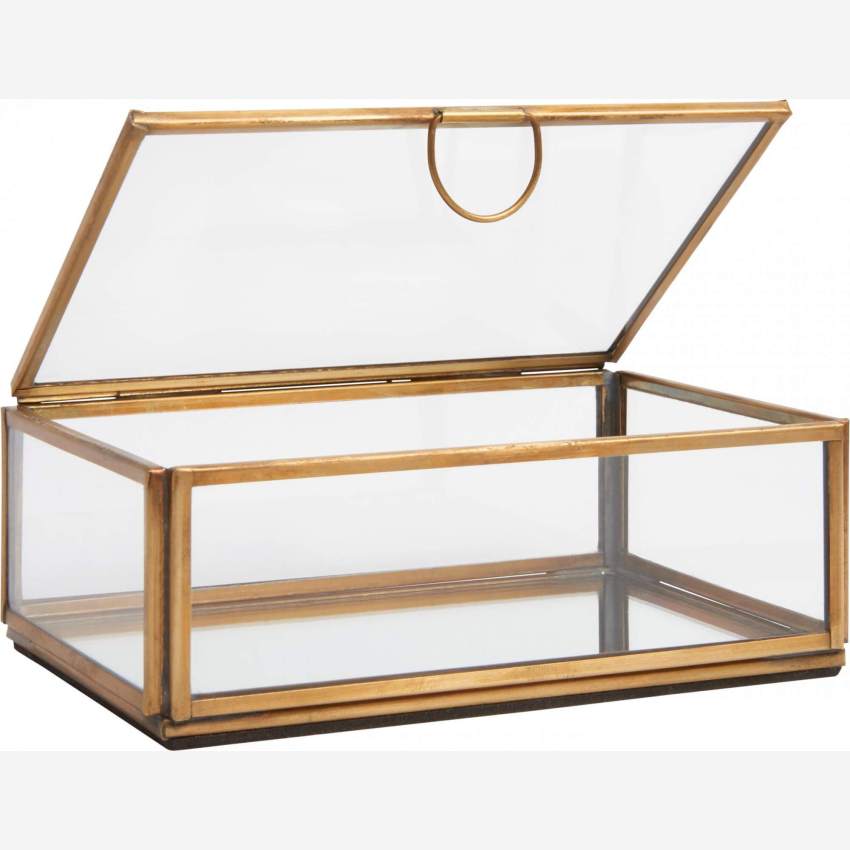 Rechthoekige glazen doos – 10 x 15 cm – Transparant en goudkleurig