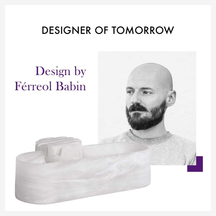 Vide poche de bureau en résine blanc - Design by Férreol Babin