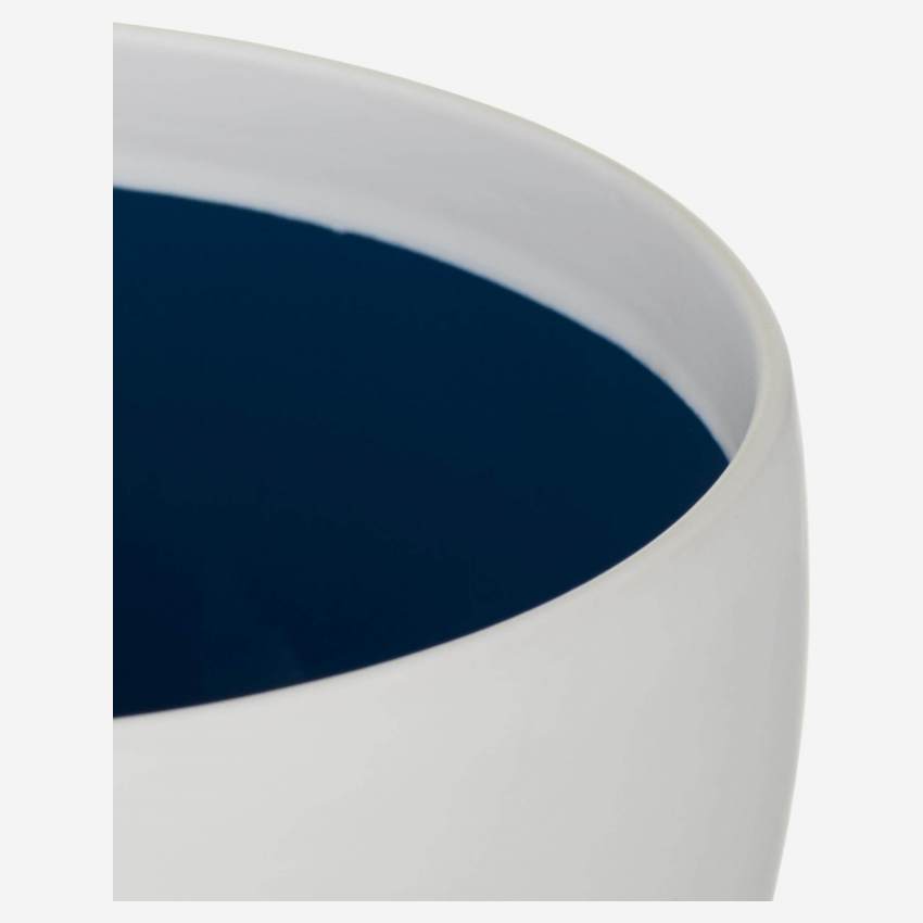 Vaso decorativo de em grés branco com interior azul Tamanho S 