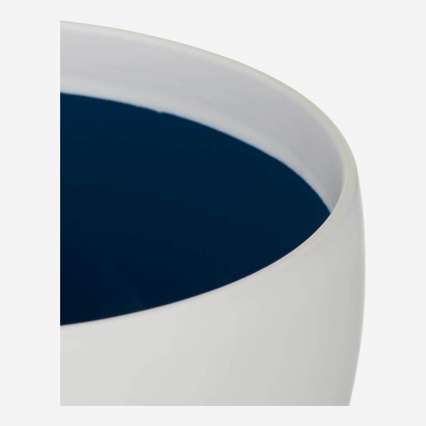 Vaso decorativo de em grés branco com interior azul Tamanho S 