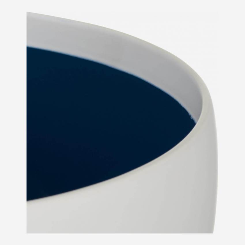 Vaso decorativo de grés branco com interior azul Tamanho L