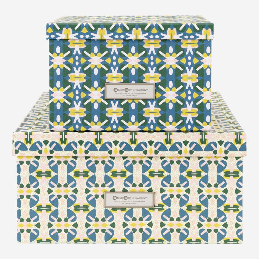Boîte de rangement - L - Vert - motifs Madeline - design by Floriane Jacques