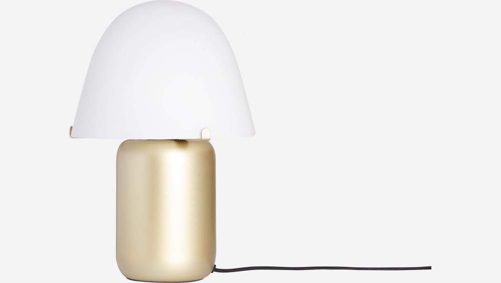 Lámpara de mesa de cristal esmerilado y metal - 23 cm diámetro x 30 cm  de altura- Dorada