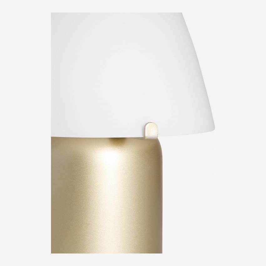 Lámpara de mesa de cristal esmerilado y metal - 23 cm diámetro x 30 cm  de altura- Dorada