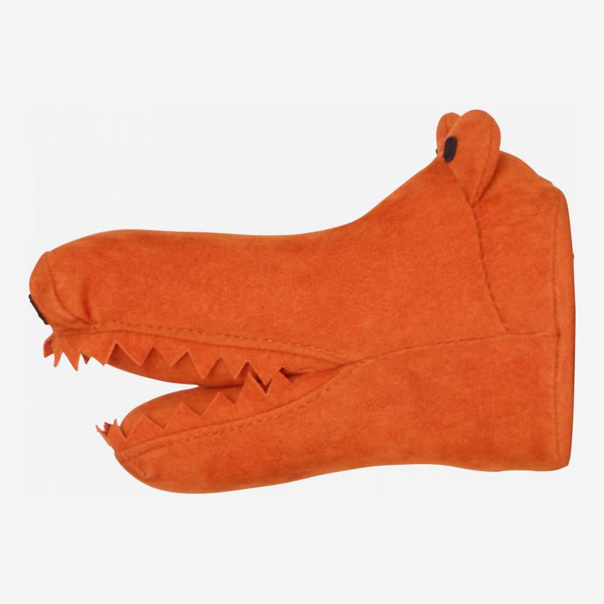 Kleiderhaken in Krokodilform aus Samt - Orange