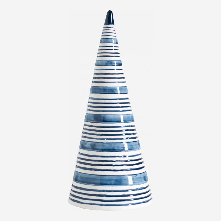 Sapin décoratif en porcelaine - Bleu - 31 cm