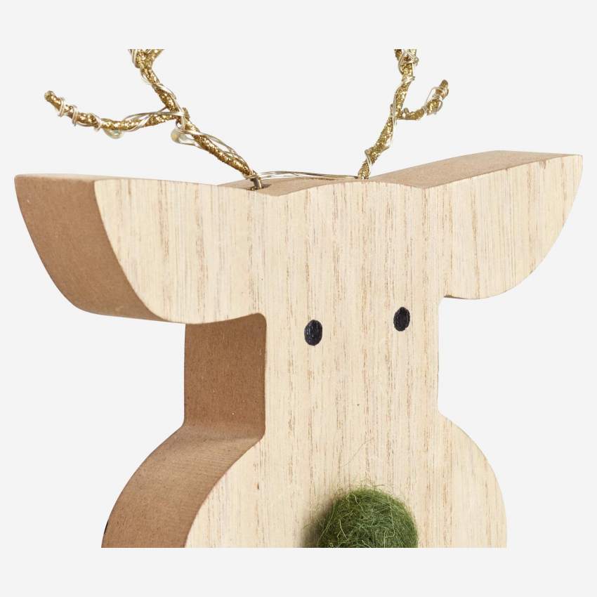 Tête de cerf décorative en bois - 21 cm