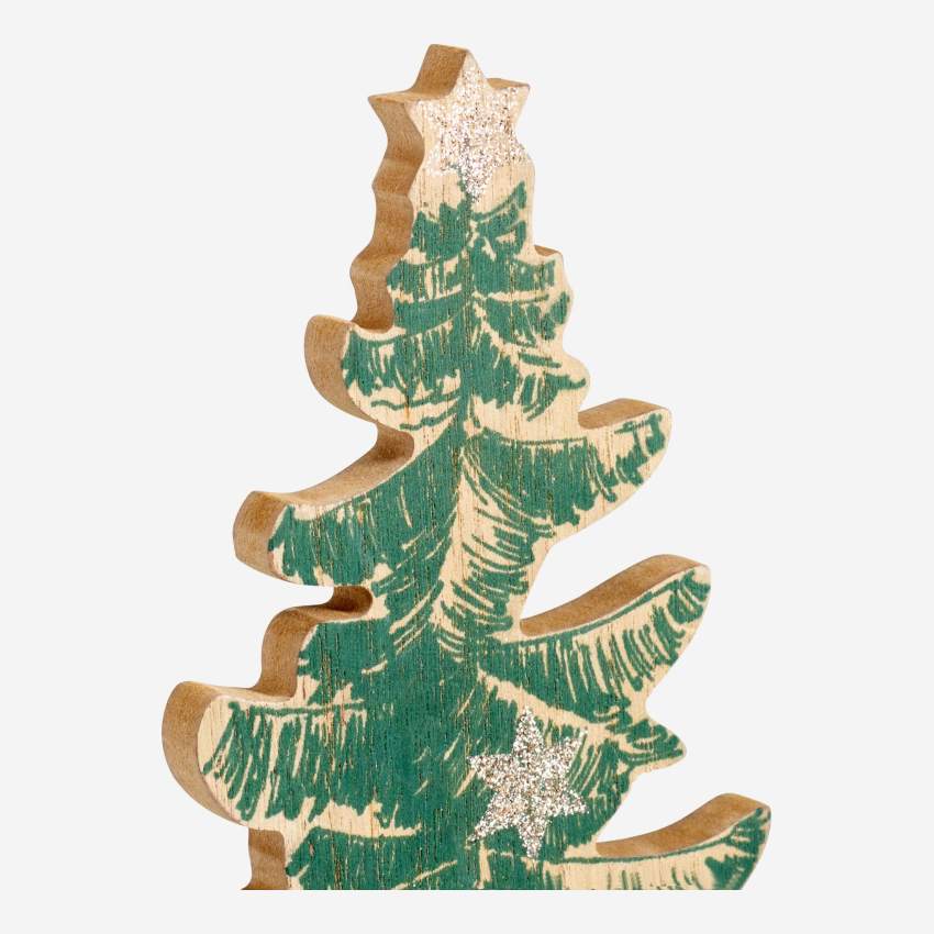 Dekorativer Tannenbaum aus Holz - Grün - 27 cm
